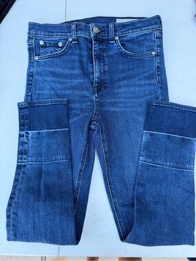 Rag & Bone /JEAN High Rise Ankle Skinny Jeans in classic blue denim.